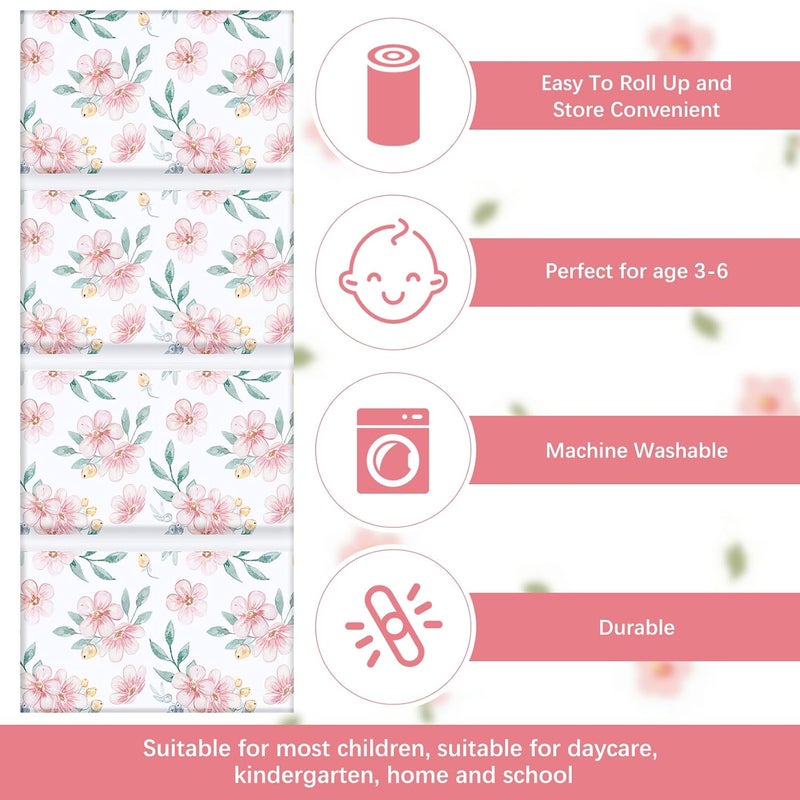 Shellwei Vinyl Nap Mat for Kids Preschool Daycare 52 x 20 x 1'' Kids Sleeping Folding Rest Mat for Toddler Boys Girls Baby Classroom Home Travel(Flower) - Image 4